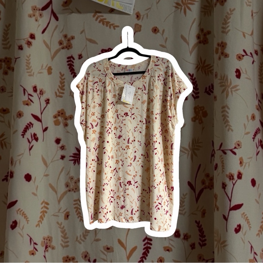 LuLaRoe Cream and Red Floral Blouse